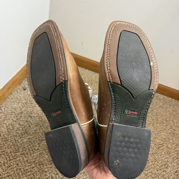 Laredo Western Boots Womens Mesquite Leather Square Taupe White 5621 Size 10 - Picture 8 of 12